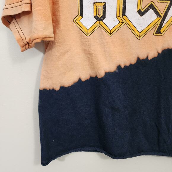 AC/DC bleach dip dyed look cropped short sleeve graphic shirt woman's size Med - Picture 5 of 6